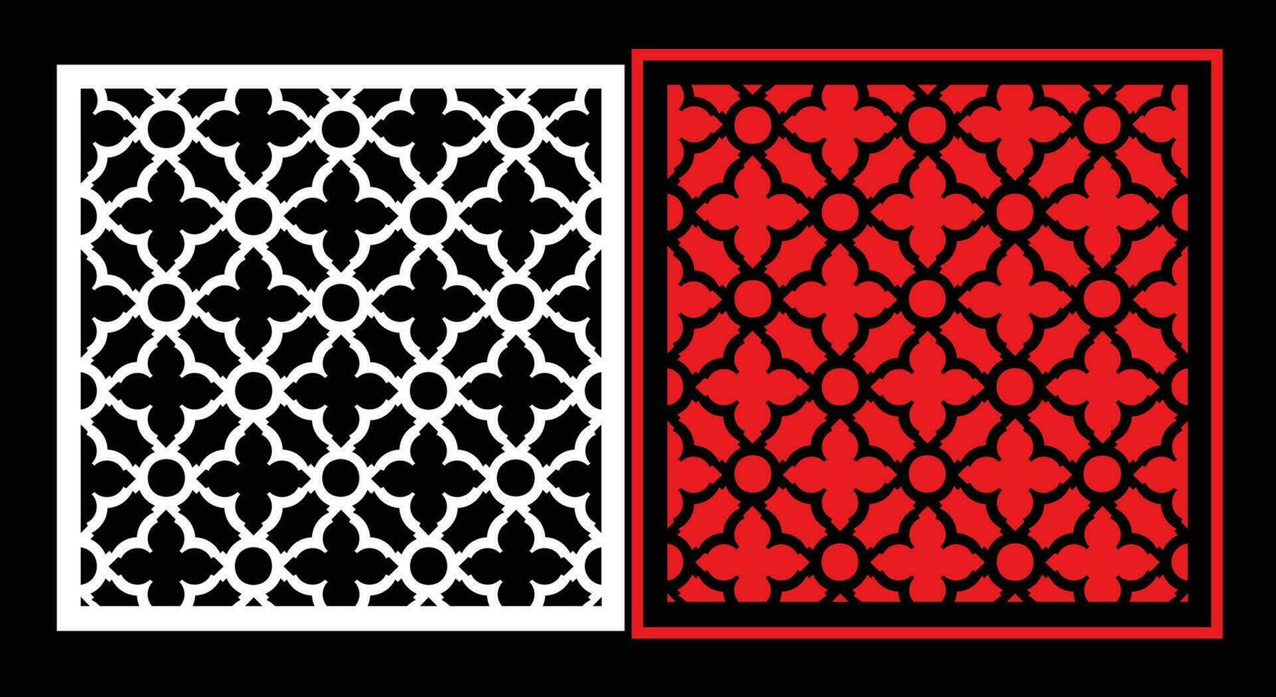 Decorative wall panels set Jali design CNC pattern, laser cutting pattern, router CNCcutting.Jali Laser cut decorative panel set with lace pattern. vector