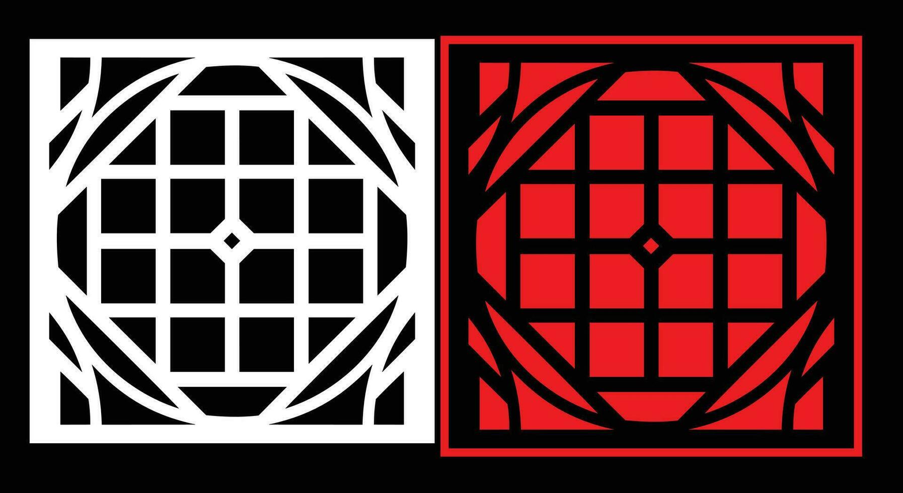 Decorative wall panels set Jali design CNC pattern, laser cutting pattern, router CNCcutting.Jali Laser cut decorative panel set with lace pattern. vector
