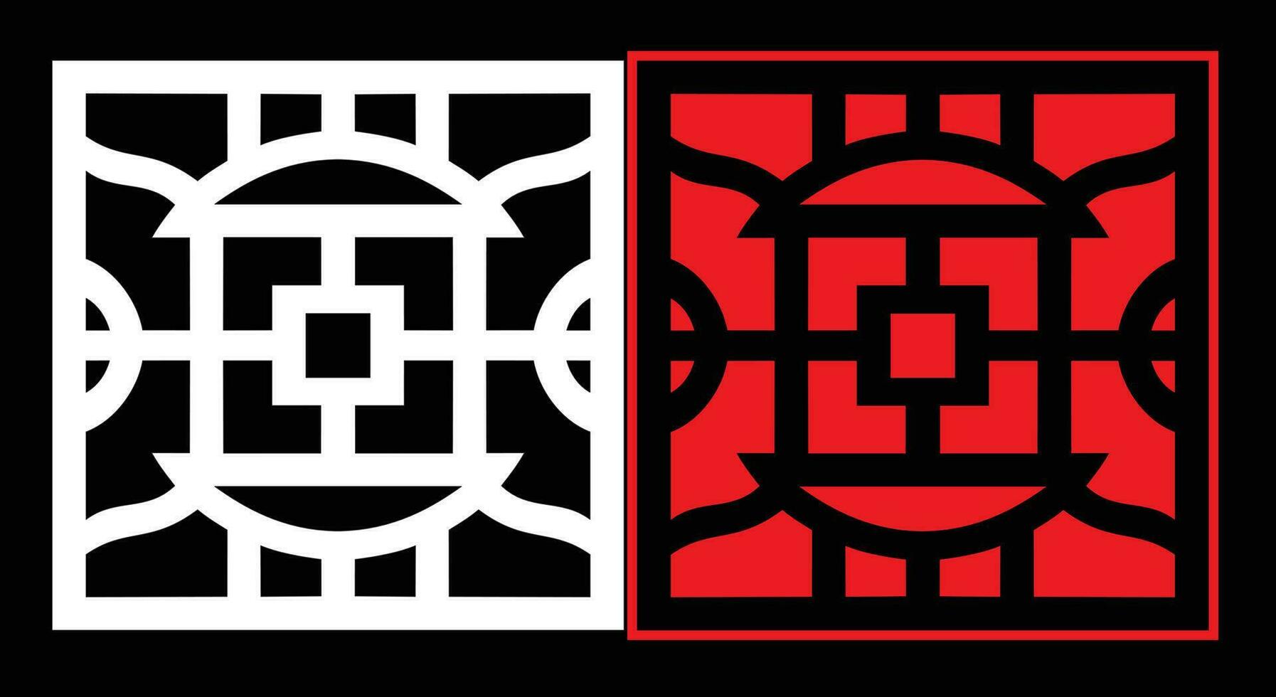Decorative wall panels set Jali design CNC pattern, laser cutting pattern, router CNCcutting. vector