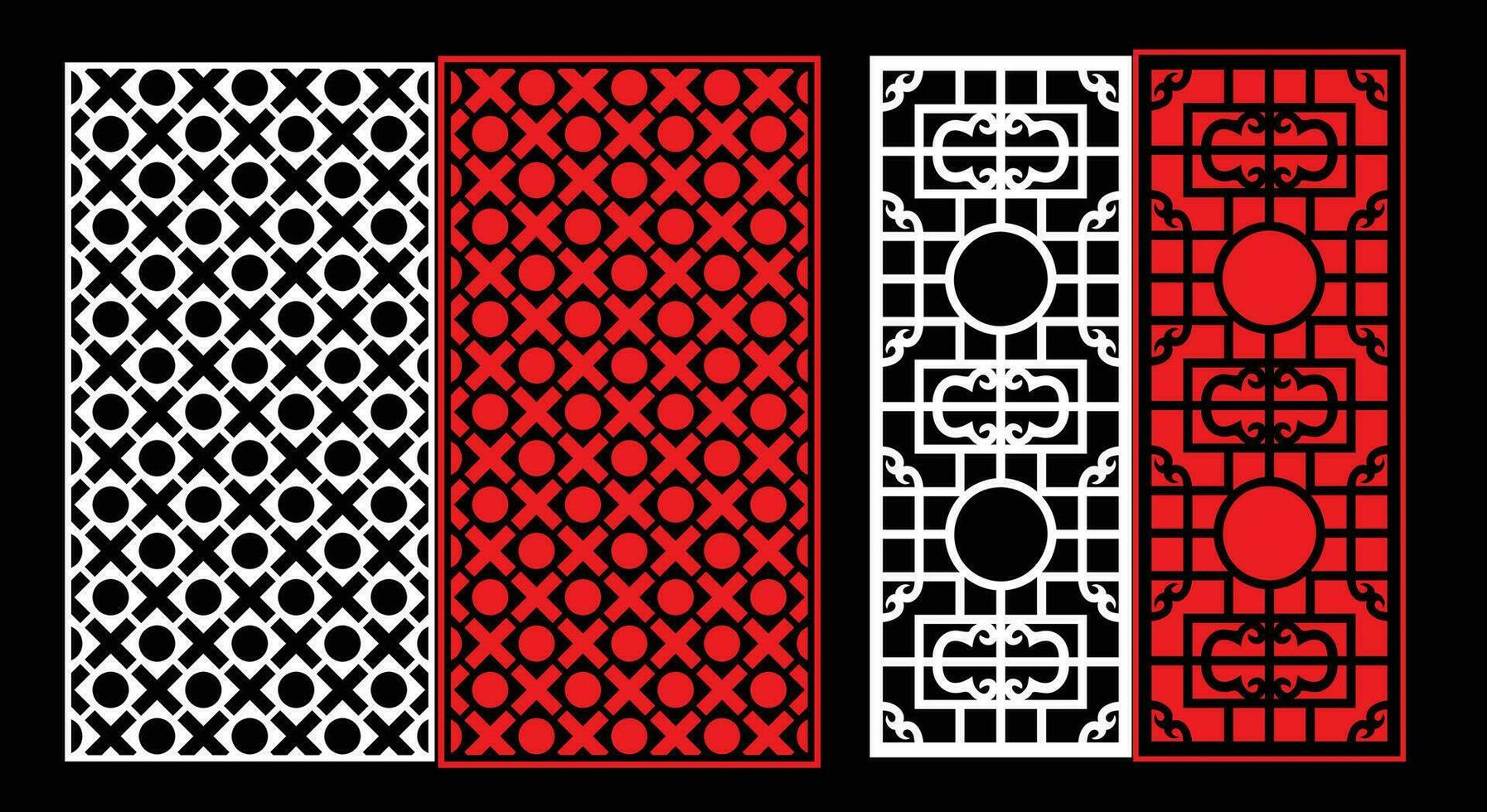 decorativo pared paneles conjunto jali diseño cnc patrón, láser corte patrón, enrutador corte. vector
