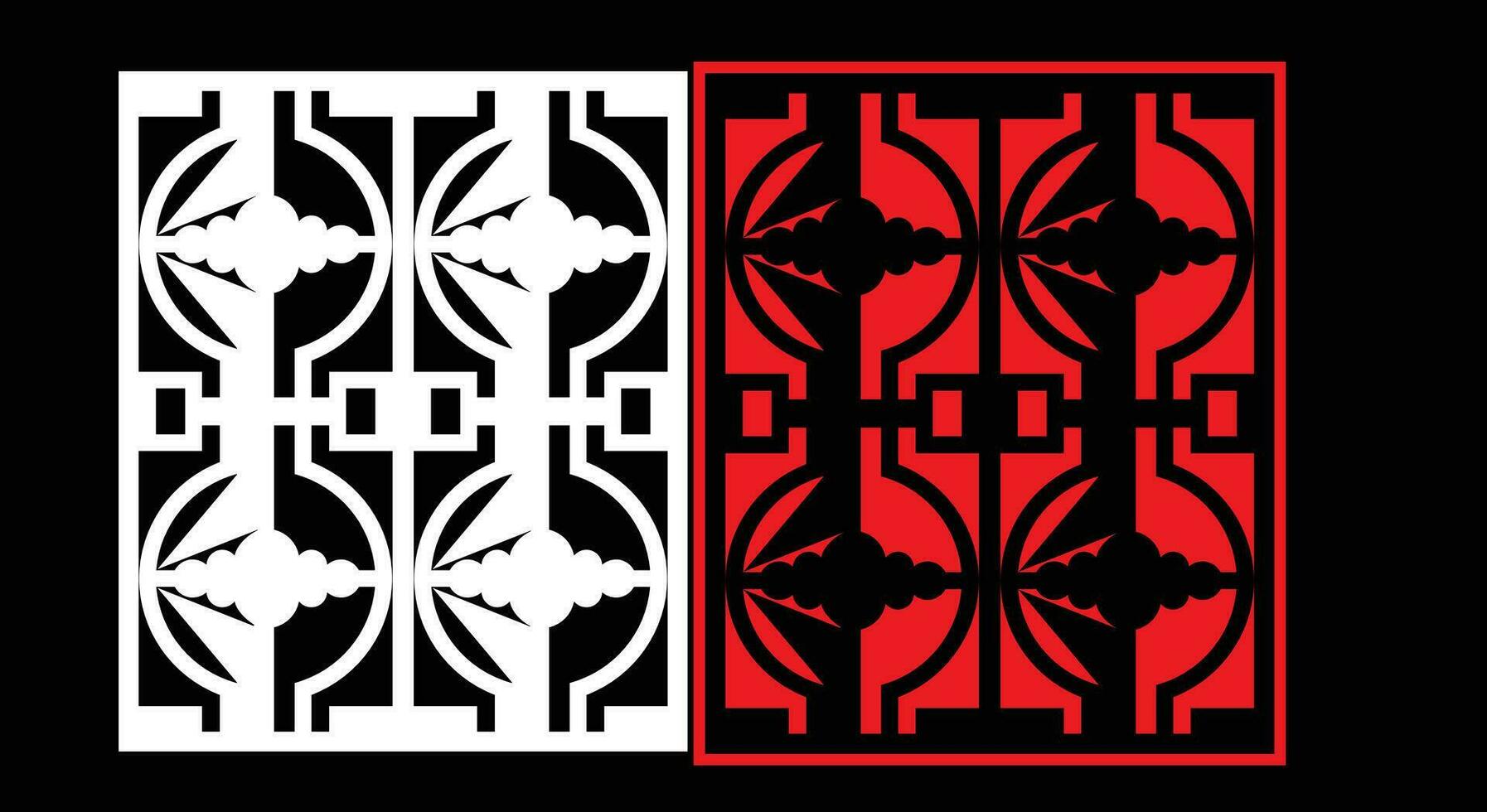 Decorative wall panels set Jali design CNC pattern, laser cutting pattern, router CNCcutting. vector