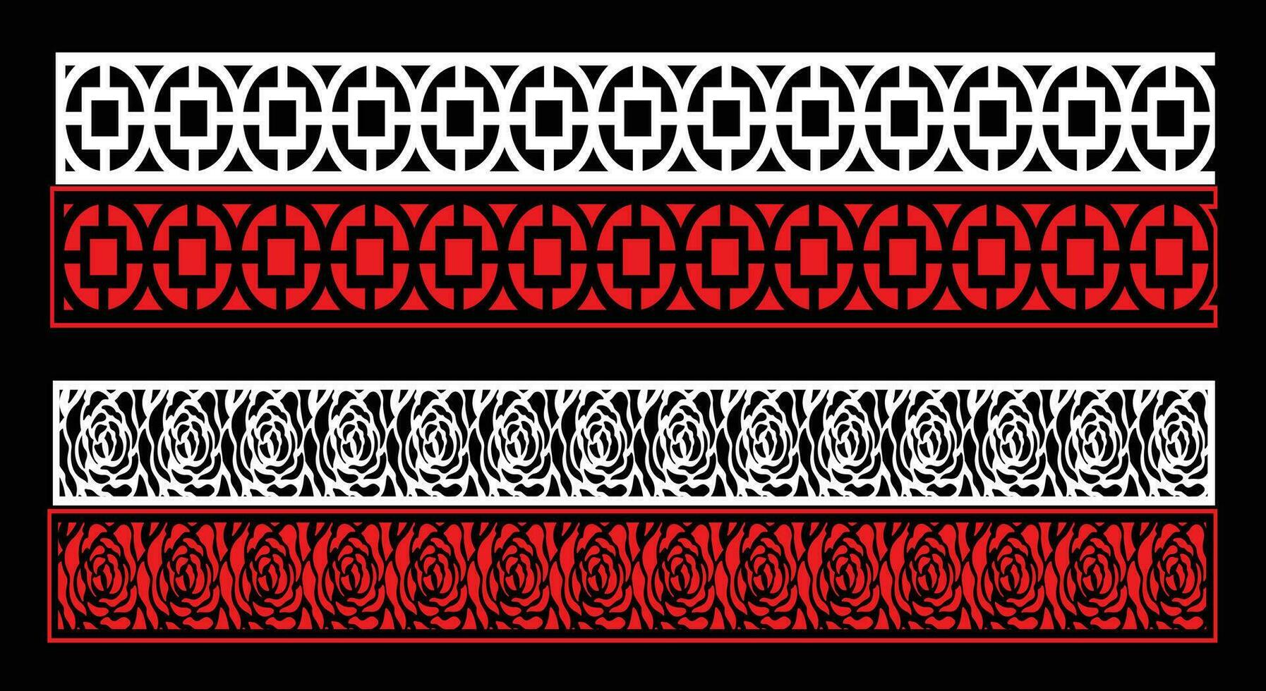 Decorative wall panels set Jali design CNC pattern, laser cutting pattern, router CNCcutting. vector