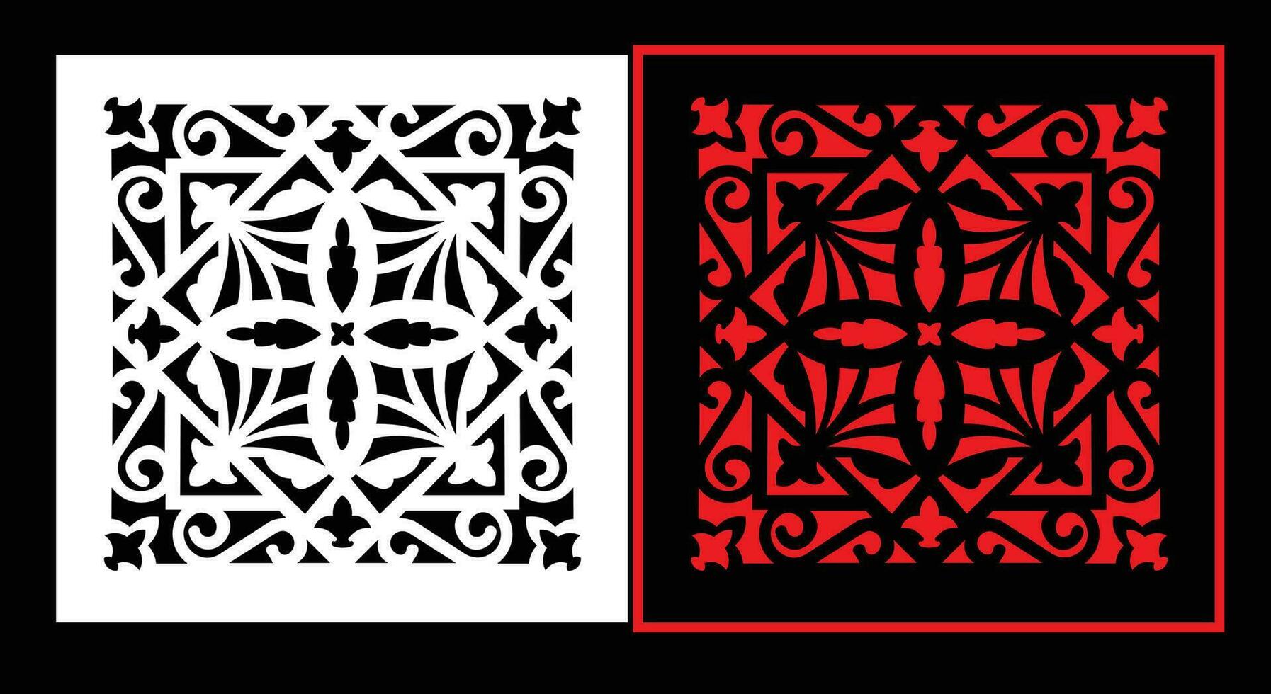 Decorative wall panels set Jali design CNC pattern, laser cutting pattern, router CNCcutting. vector