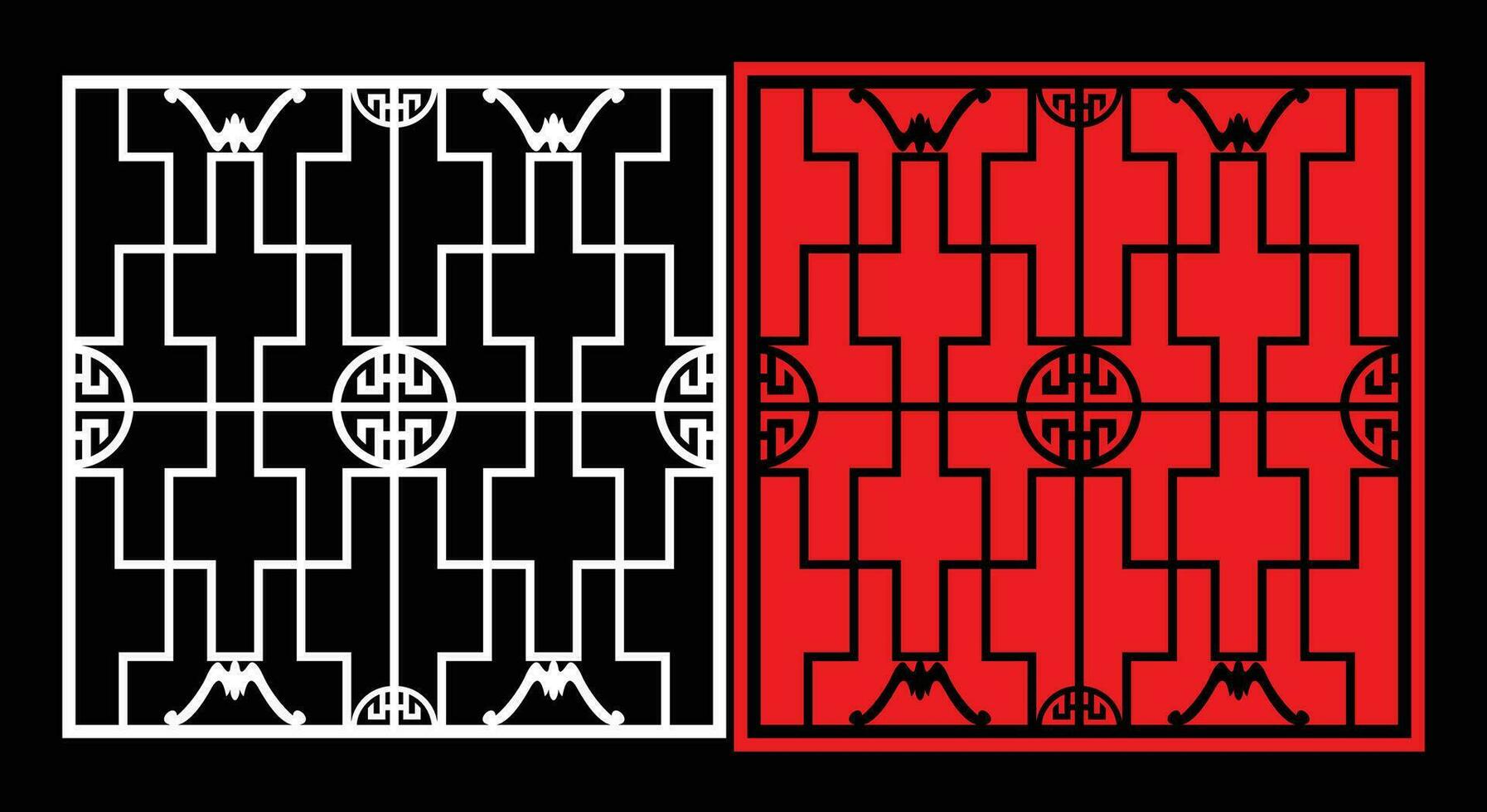 Decorative wall panels set Jali design CNC pattern, laser cutting pattern, router CNCcutting. vector