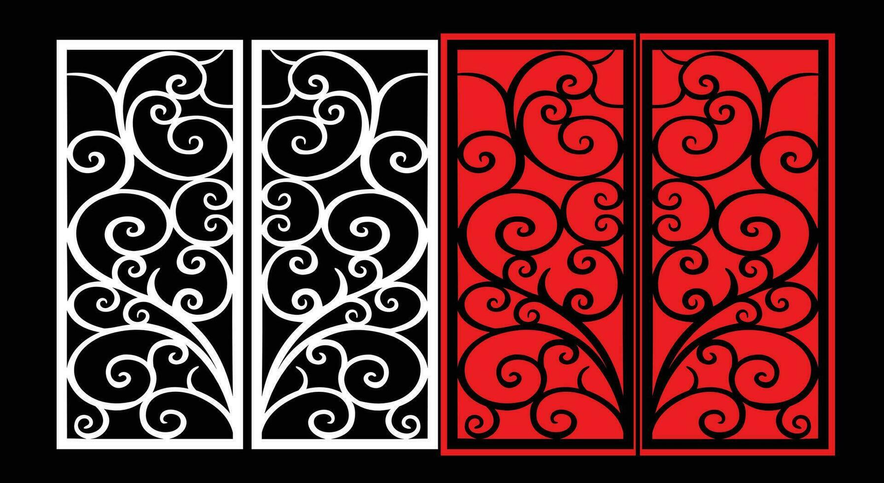 Decorative wall panels set Jali design CNC pattern, laser cutting pattern, router CNCcutting. vector