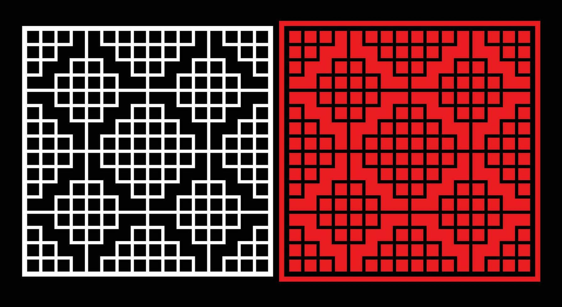 Decorative wall panels set Jali design CNC pattern, laser cutting pattern, router CNCcutting. vector