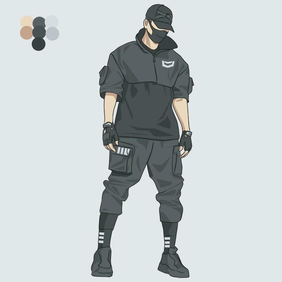 illustration vector graphic of men and girl in good style