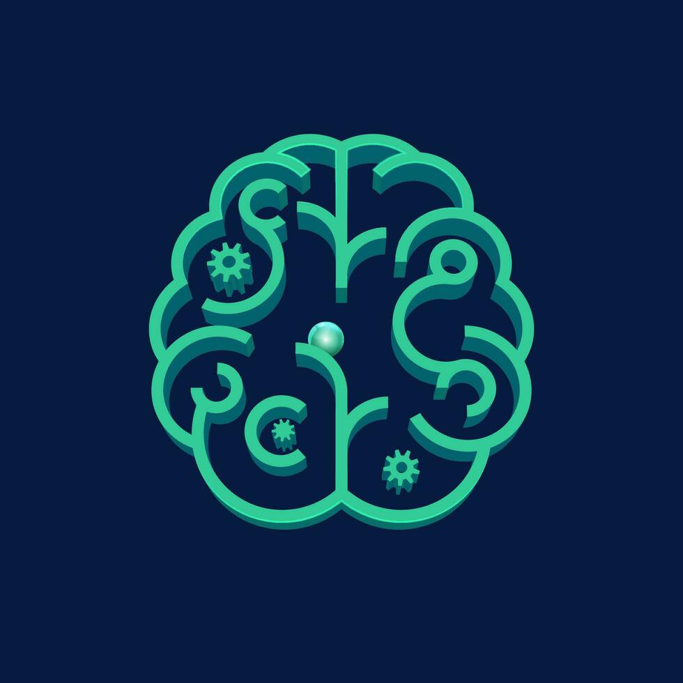 mind and intellect  brain shape combined with maze pattern vector