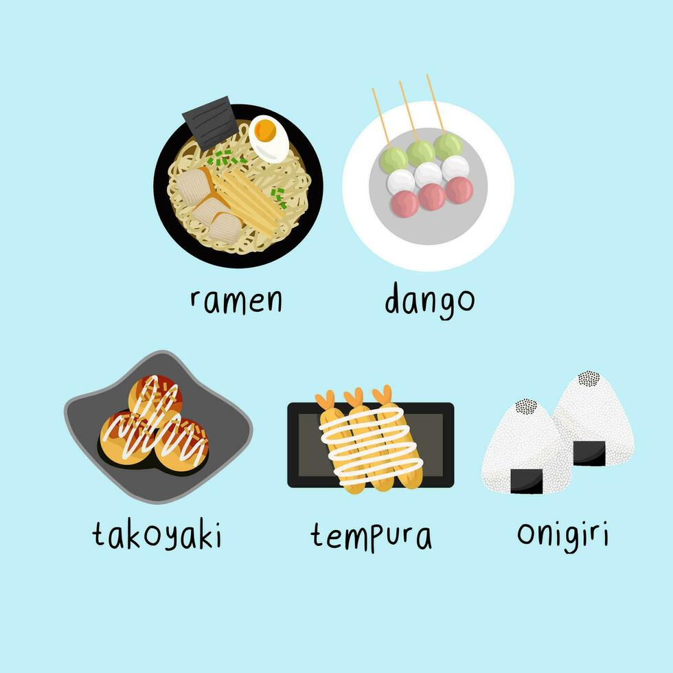 Set Of Japanese Food Illustration vector