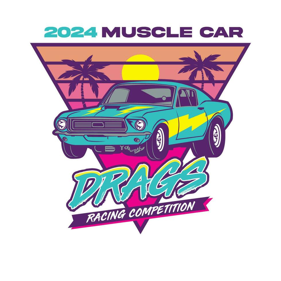 Drag racing car vector illustration, perfect for t shirt design and race competition logo design