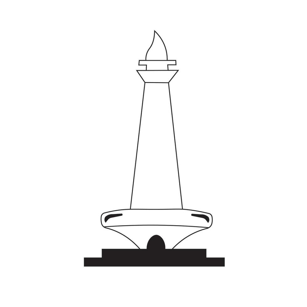 monas vector logo diseño ilustración con silueta estilo. típico edificio de el ciudad de Jacarta. adecuado para logotipos, iconos, carteles, camiseta diseños, sitios web, conceptos