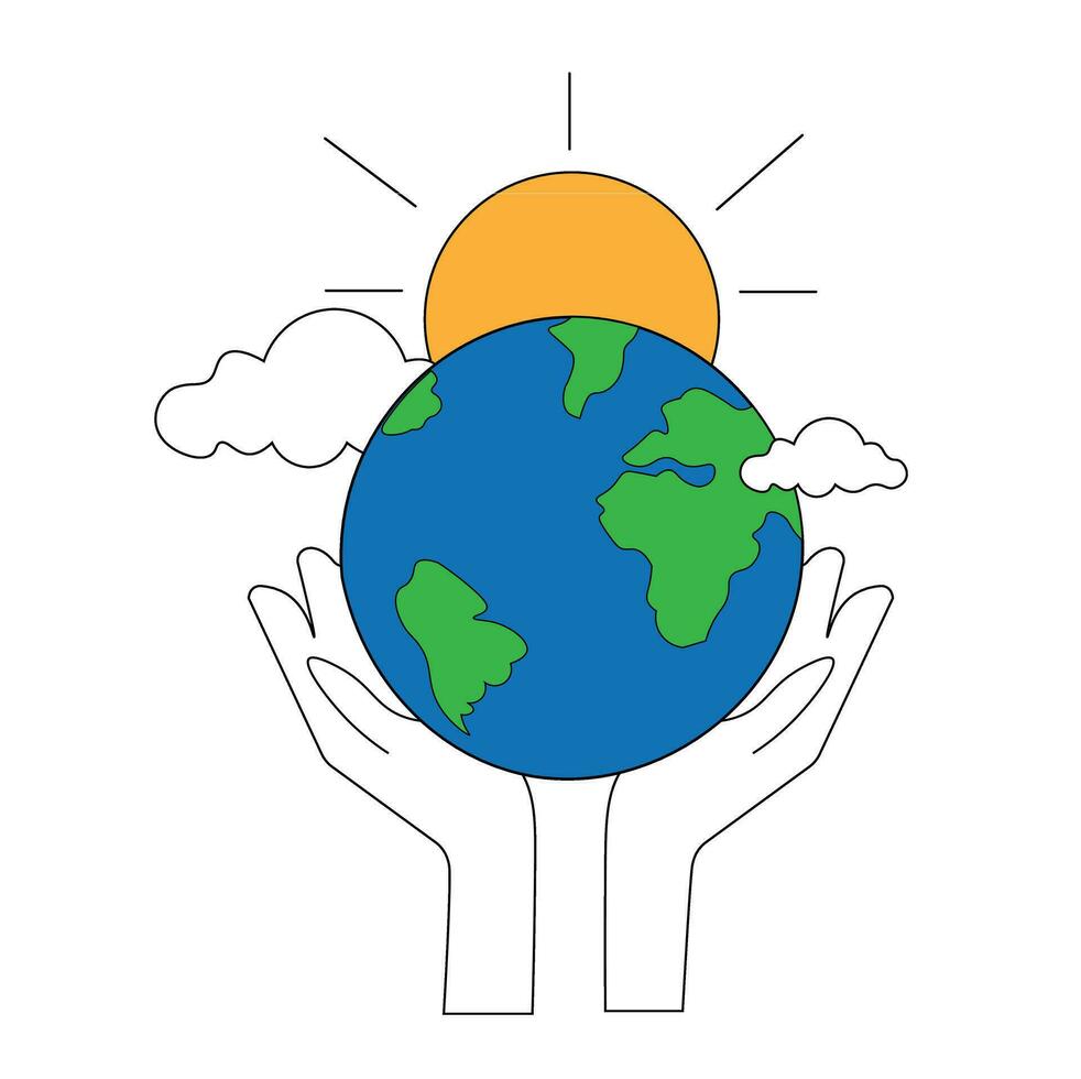 3d vector illustration logo design. hands holding the earth. World Earth Day. suitable for logos, icons, posters, greeting cards, t-shirt designs, advertisements, banners.