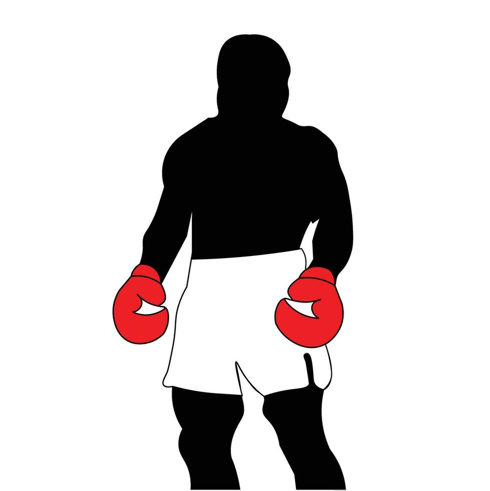 3d logo design vector illustration. Boxing athlete posing with silhouette style. suitable for boxing sport logo, icon, poster, promotion, t-shirt design, sticker, concept.