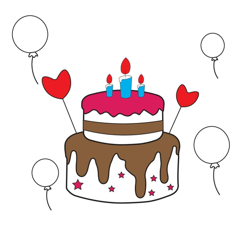 vector ilustración de cumpleaños pastel diseño con Derretido chocolate aislado. adecuado para logo, icono, saludo tarjeta, sitio web, camiseta diseño, concepto, póster, anuncio publicitario, compañía, pegatina.