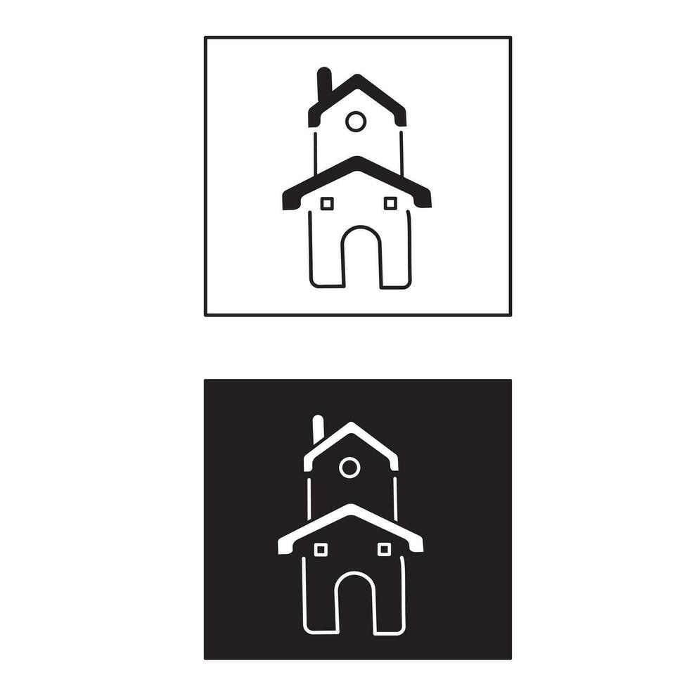 vector illustration of aesthetic house design with two types and black and white colors. suitable for logos, icons, websites, concepts, t-shirt designs, posters, promotions, property, stickers.