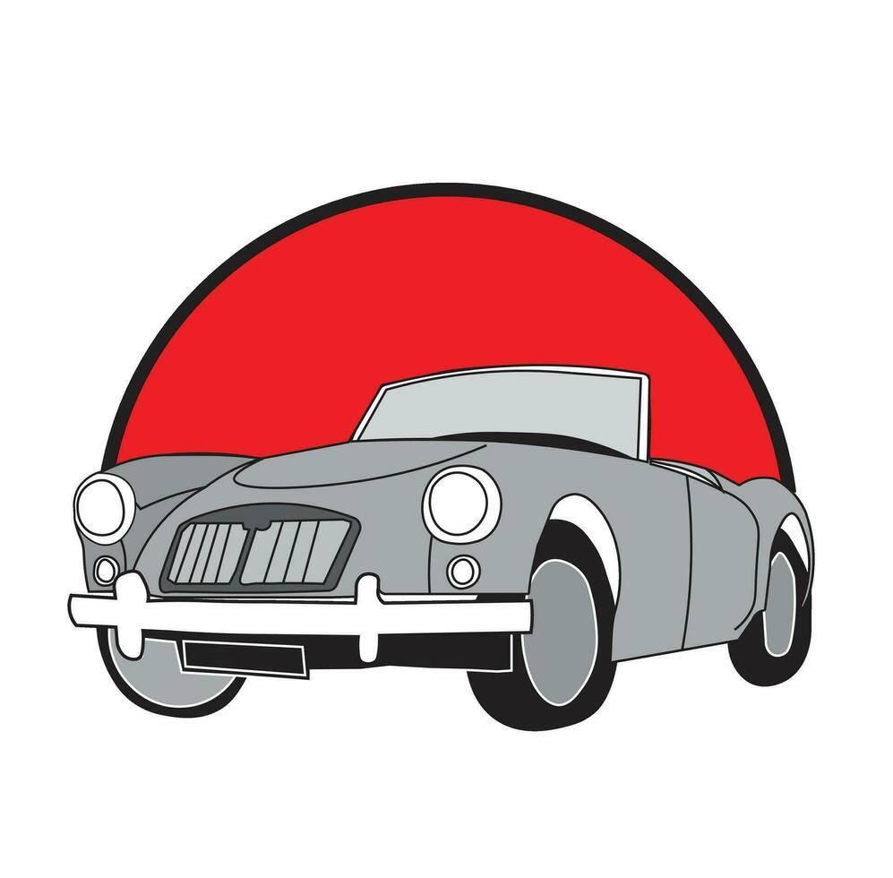 3d logo diseño vector ilustración. antiguo coche. con gris y negro líneas. mejor para logo, camiseta diseño, pegatina, póster, concepto, vehículo, anuncio publicitario.