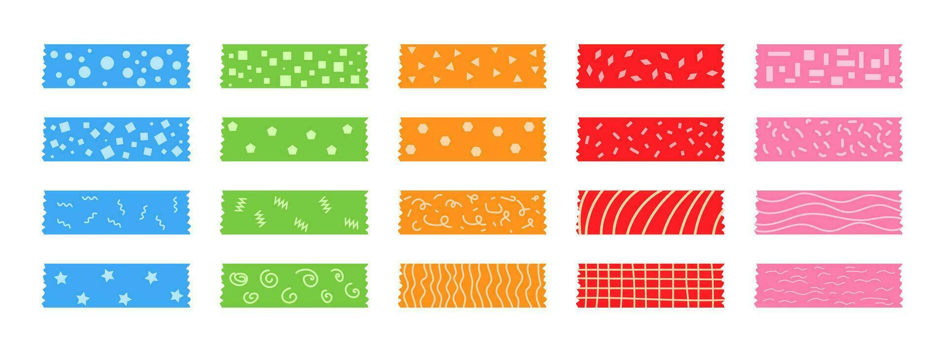 Cute Masking Washi Tape Doodle Vector