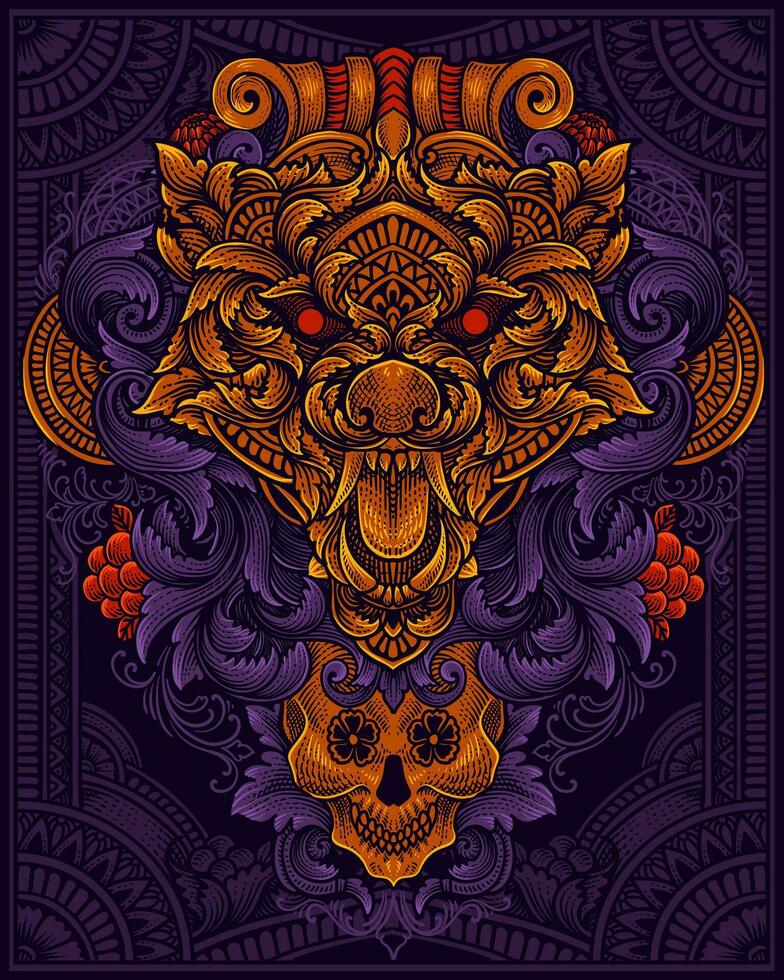 「WOLF’S」/「HEAD」 Wolf Head 35x25mm x20 NF - Strung Out On Beads