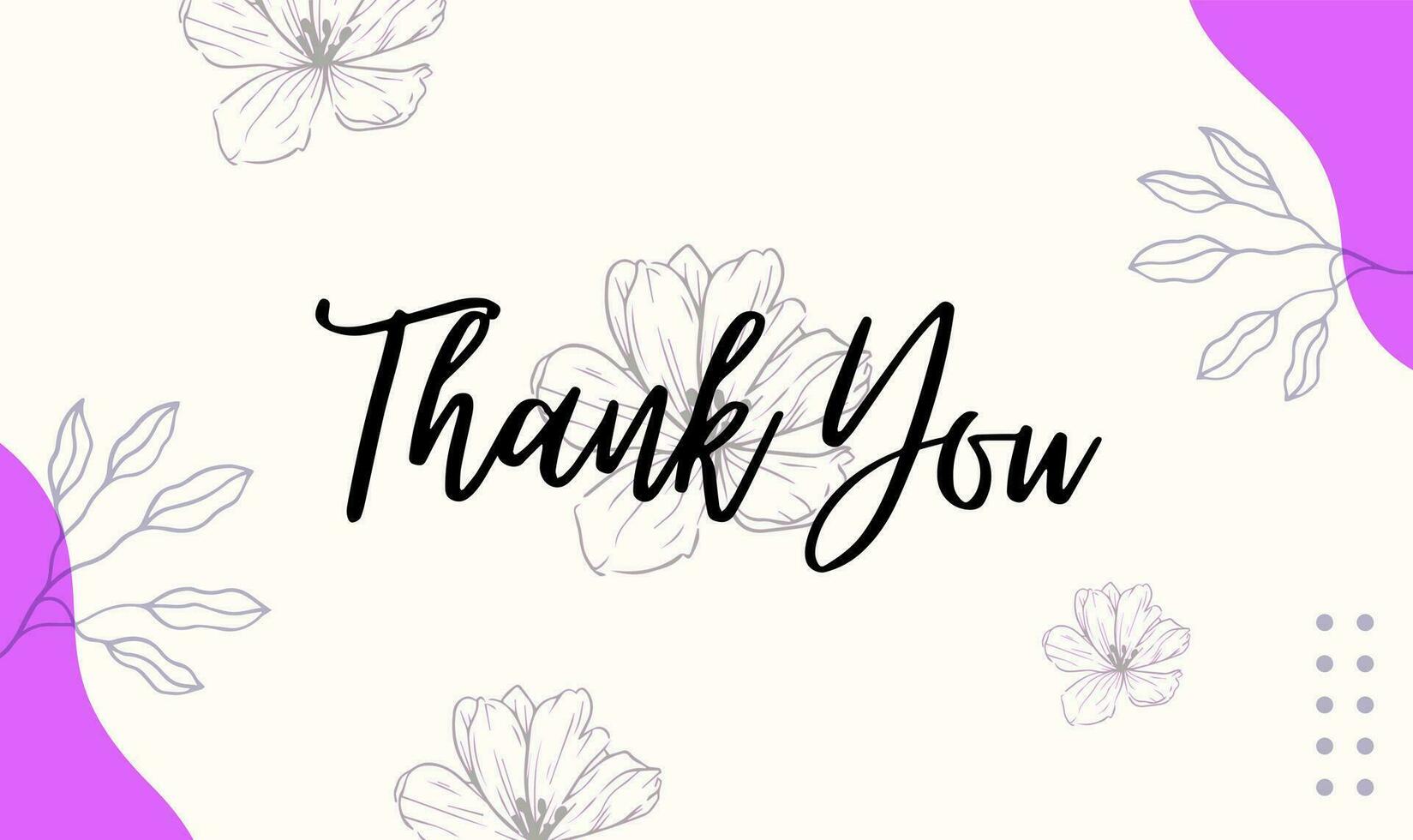 flat thank you card template with flower vector