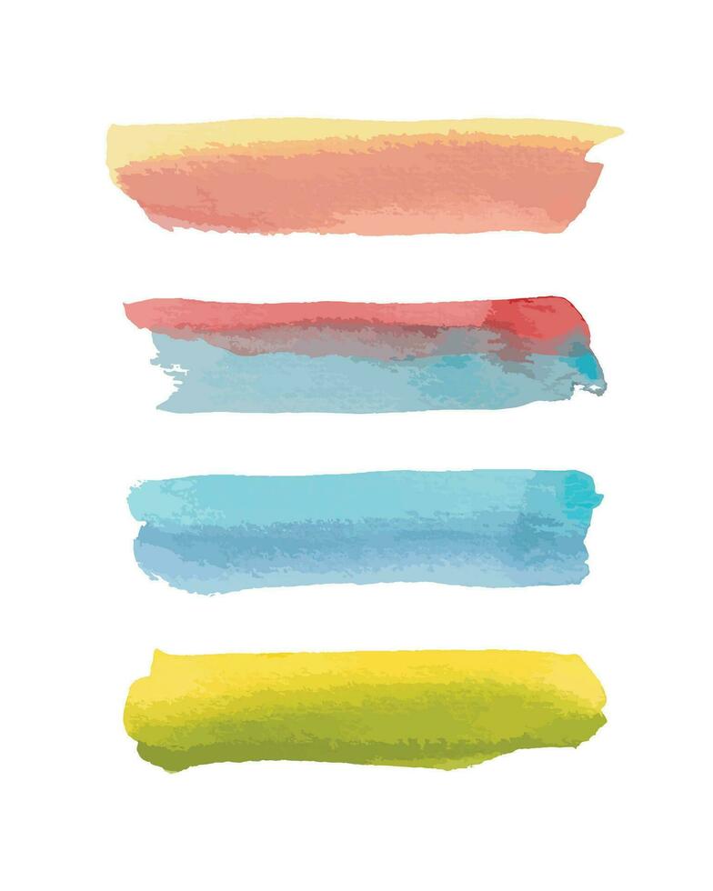 Brush strokes. Vector colorful paintbrush set. Grunge design elements. Grunge painted objects. Vector.