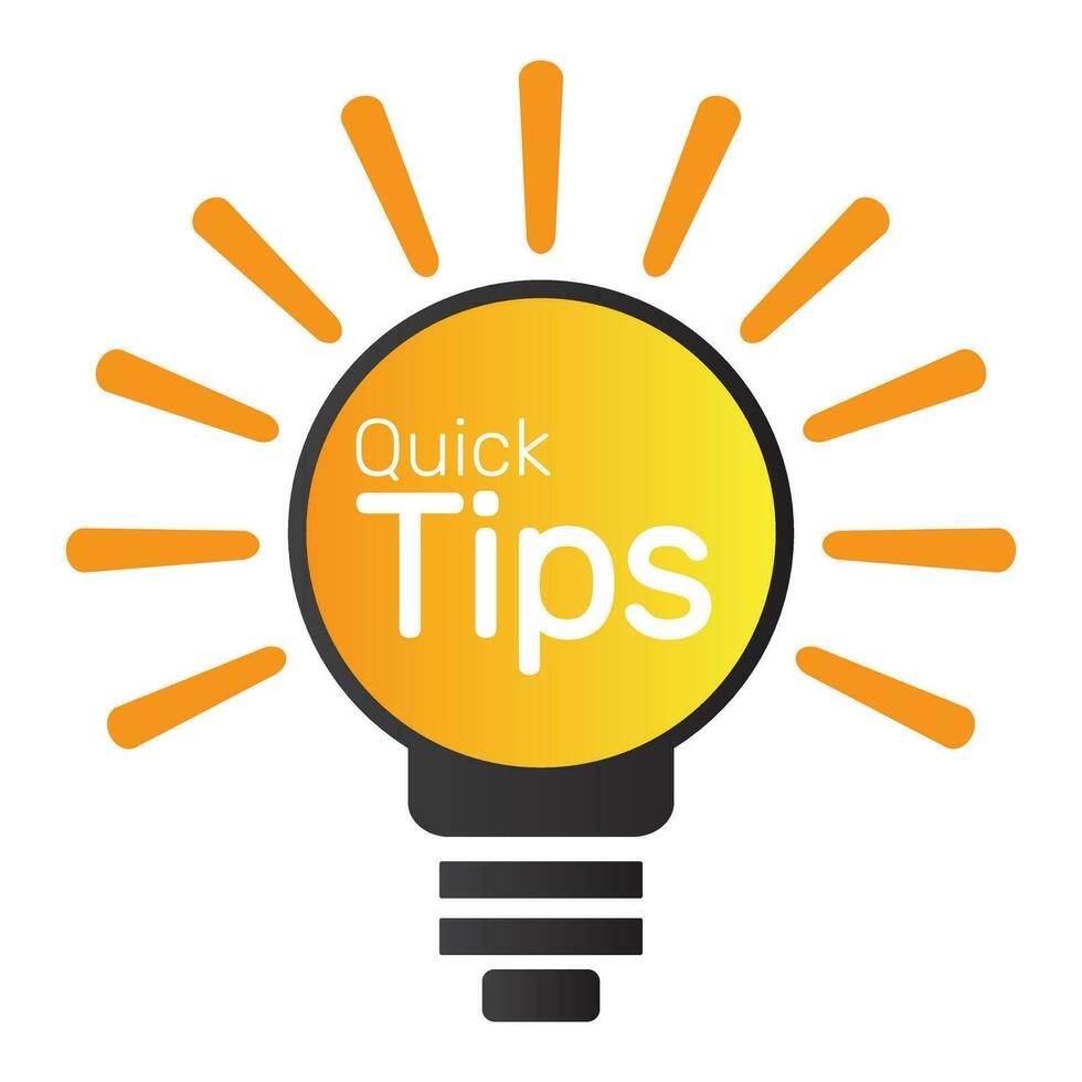 Quick tips light lamp bulb on white background advice and idea for business and advertising illustration premium design vector eps10