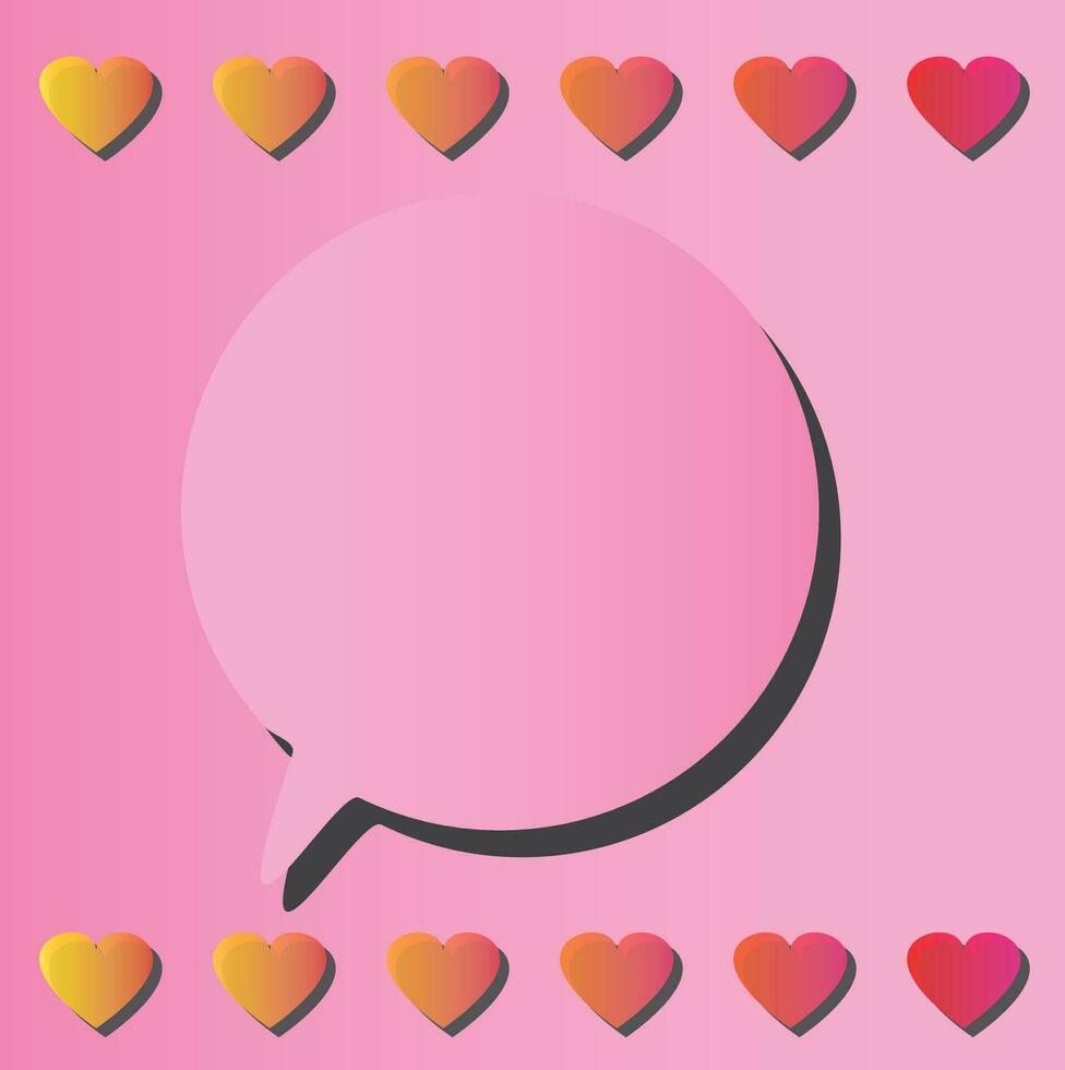 pink valentine message bubble with heart shape illustration premium design vector eps10