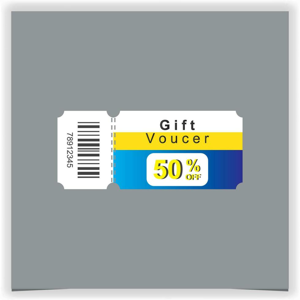 Gift voucher template isolated on gray background discount coupon 50 off promotion sale premium illustration template vector eps 10