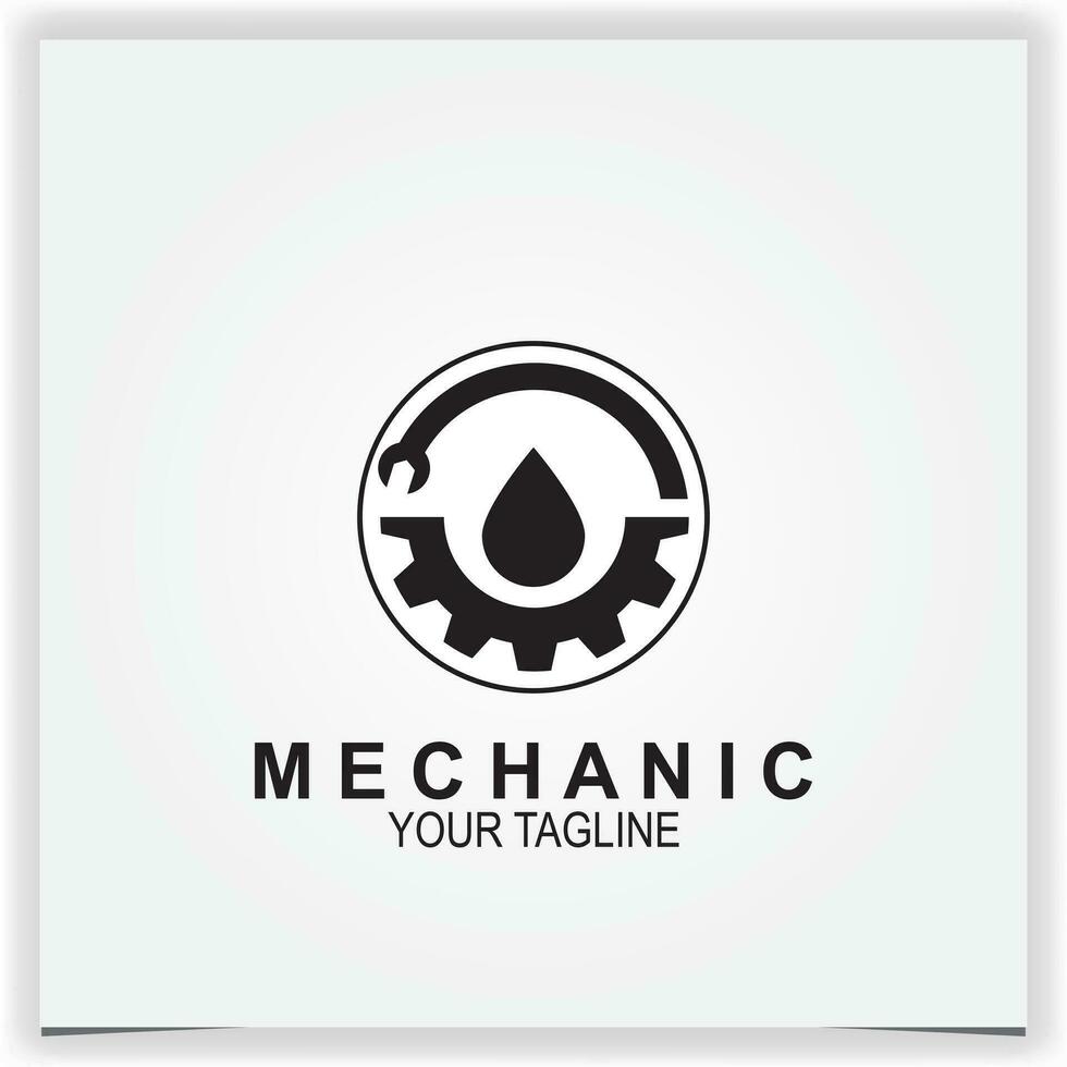 Gear oil and wrench mechanic logo premium elegant template vector eps 10
