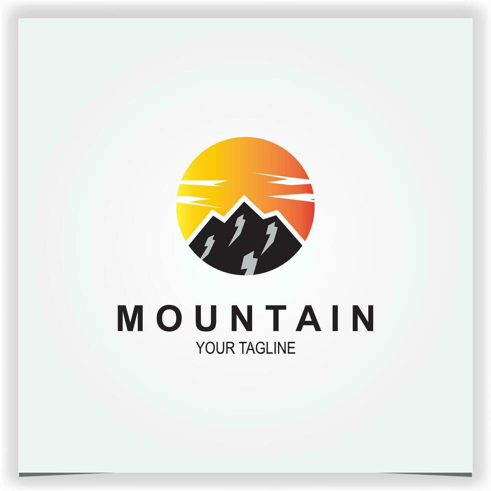 Mountain landscape with rocks at sunrise logo premium elegant template vector eps 10