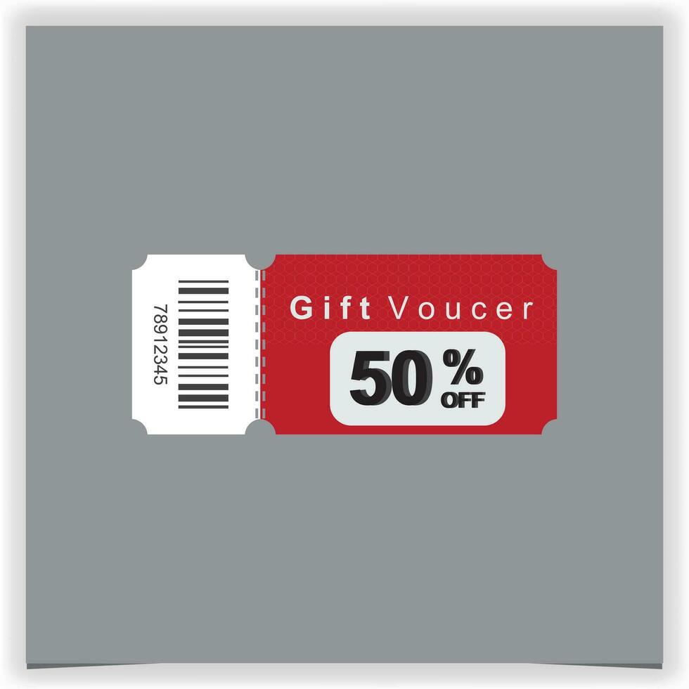 Gift voucher template isolated on gray background discount coupon 50 off promotion sale premium illustration template vector eps 10