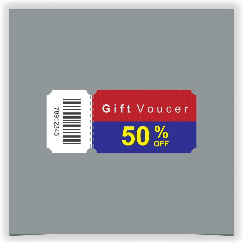 Gift voucher template isolated on gray background discount coupon 50 off promotion sale premium illustration template vector eps 10