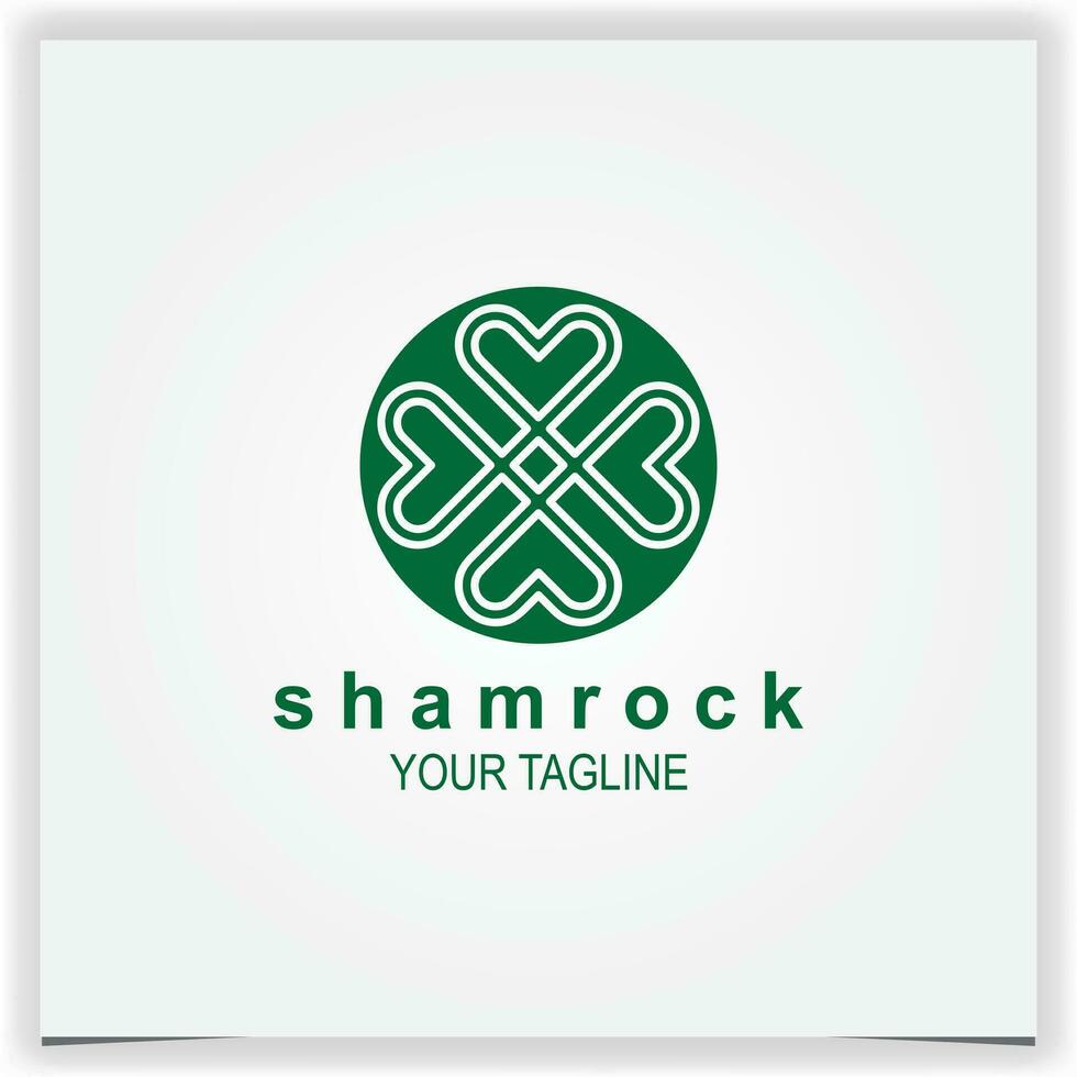 circle shamrock clover leaf heart love logo design premium elegant template vector eps 10