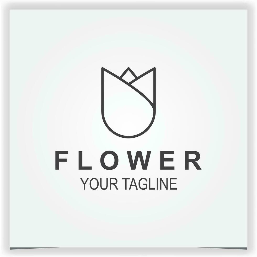 outline tulip rose flower logo premium elegant template vector eps 10