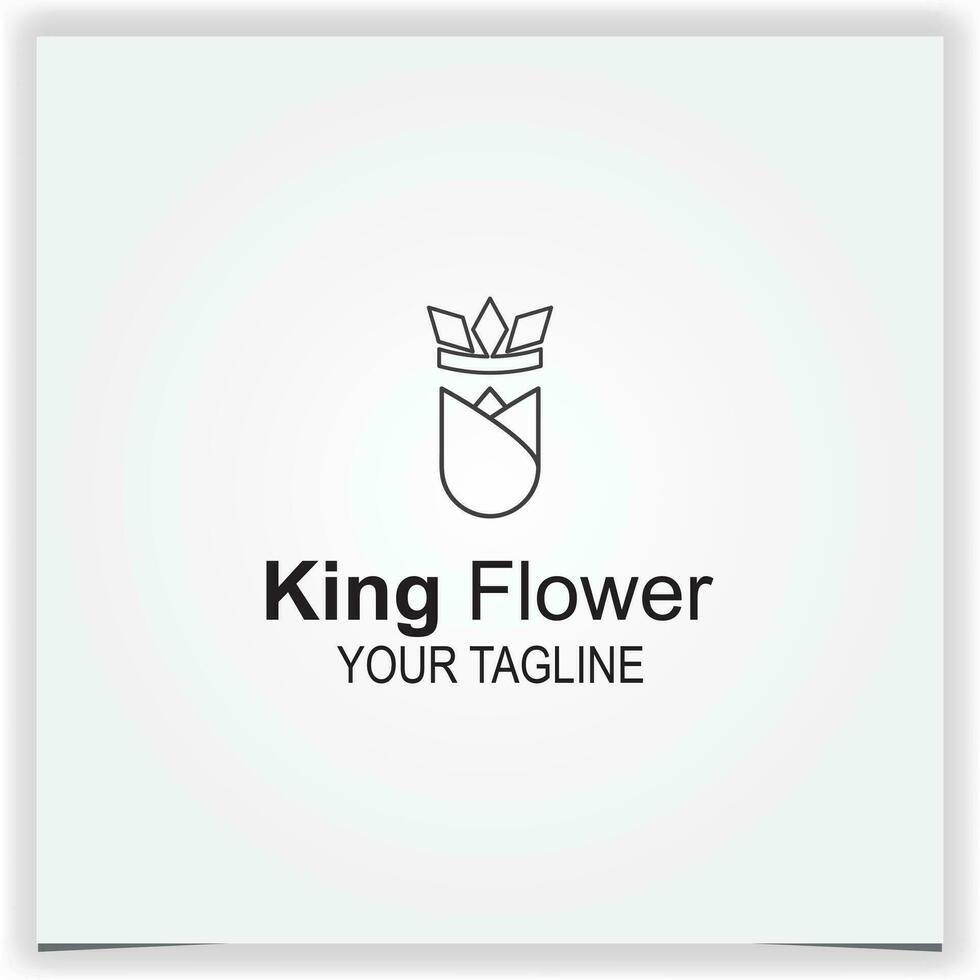 outline king tulip rose flower logo premium elegant template vector eps 10