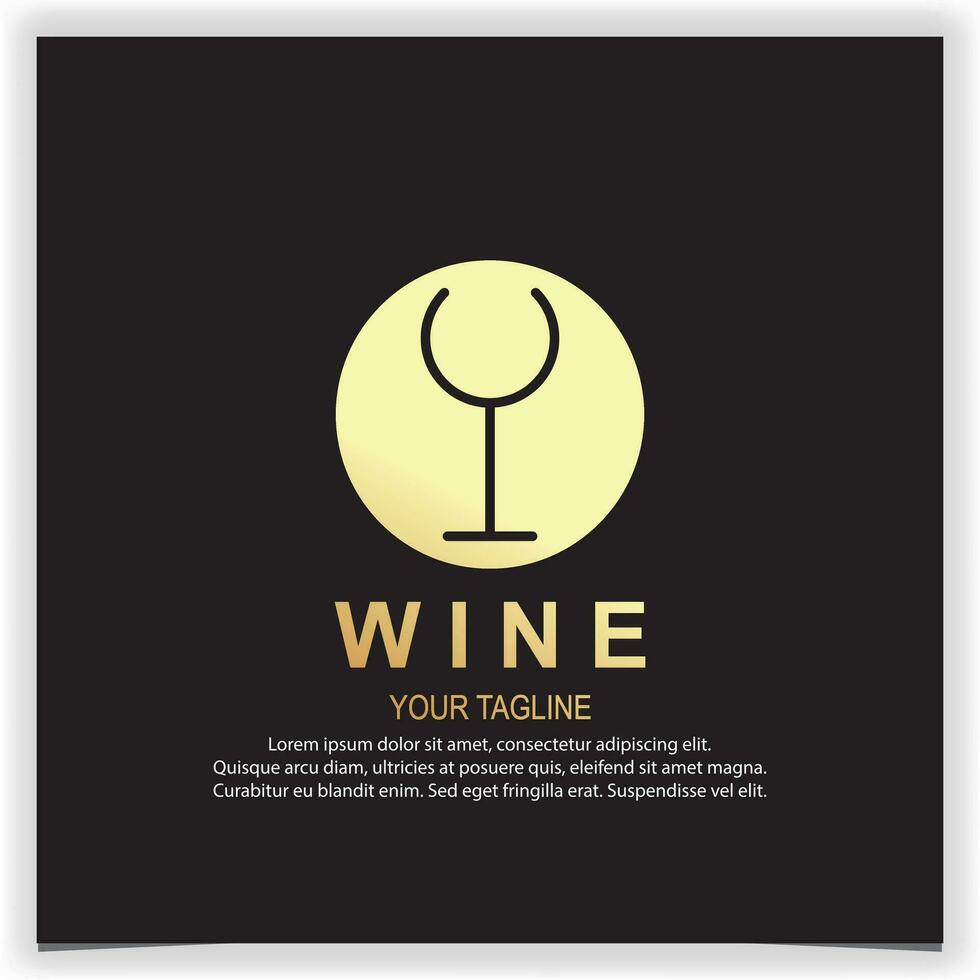 Wineglass luxury gold Goblet Wine Drink Glass silhouette logo design creative premium elegant template vector eps 10