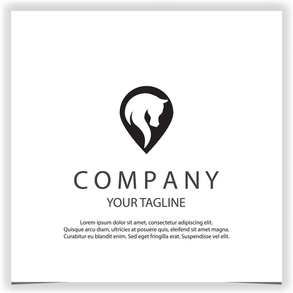 pin and horse head logo creative premium elegant template vector eps 10