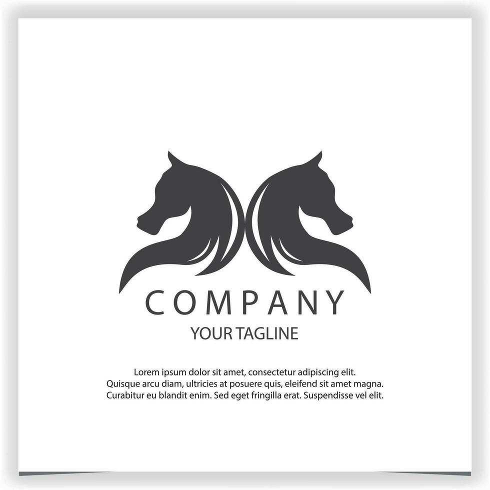 twin horse head logo creative premium elegant template vector eps 10