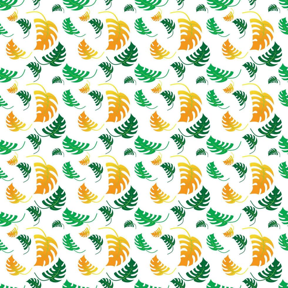 monstera leaves floral seamless pettern background design vector