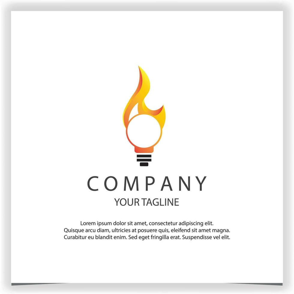 light bulb and flame logo creative premium elegant template vector eps 10