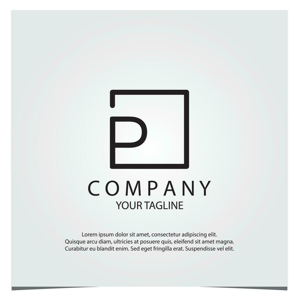 Black square p logo premium elegant template vector eps 10