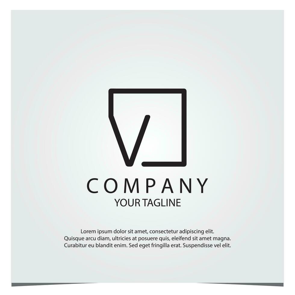 Black square v logo premium elegant template vector eps 10