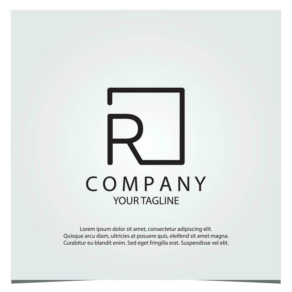 Black square r logo premium elegant template vector eps 10