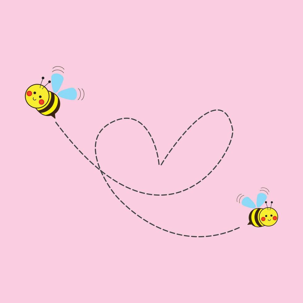 Vector Daisy flower with cute bee cartoon and heart isolated on white background vector illustration premium design vector eps10