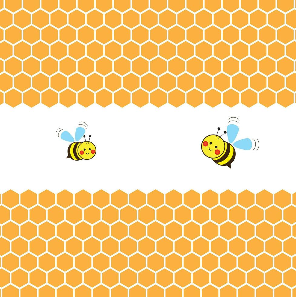 Vector Honeycomb beehive with hexagon grid cells and bee cartoon logo on white background vector illustration. illustration premium design vector eps10