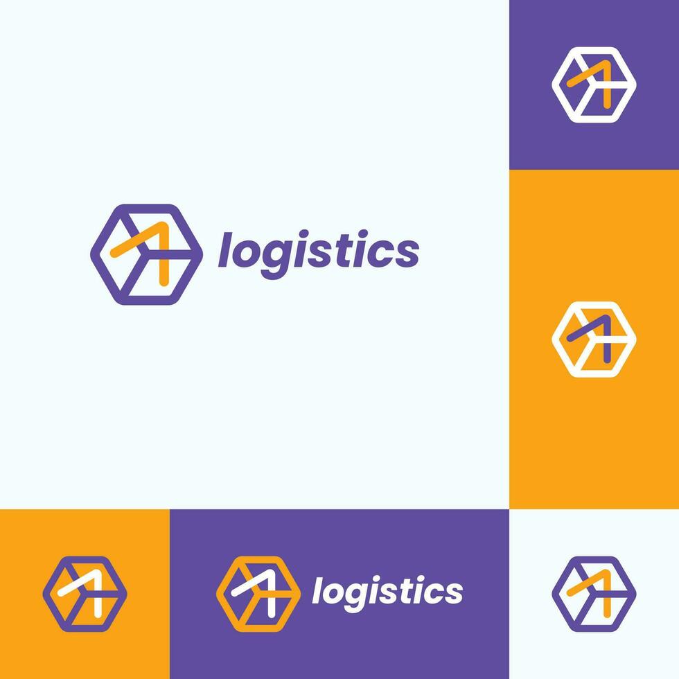 expedition logistics logos, cube box logo vector