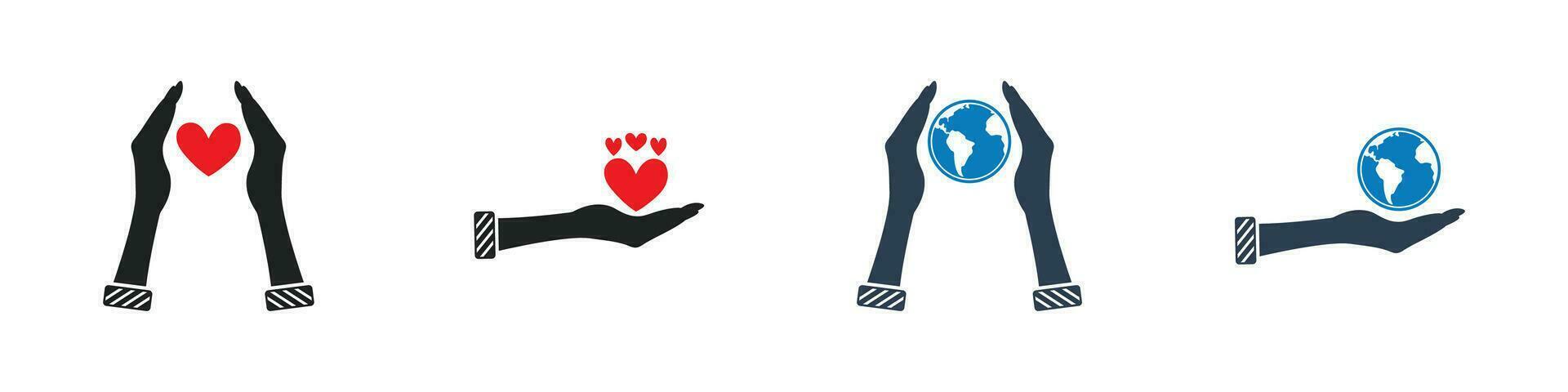 Peace Icon Set. Collection of Hand, Globe, Heart, Love and More Icons. Editable Flat Vector Illustration.