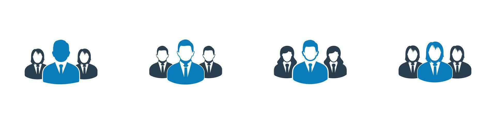 Business Group Icon Set. Collection of Man, Women, Male, Female, Businessman, Businesswomen, Teamwork, and More Icons. Editable Flat Vector Illustration.