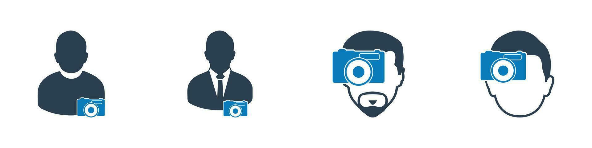 Photographer Icon Set. Editable Flat Vector Illustration.