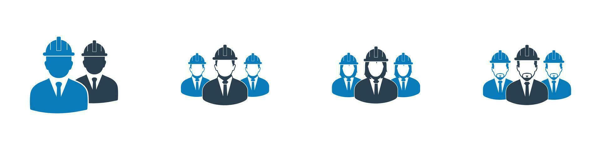 Construction worker Group Icon Set. Editable Flat Vector Illustration.