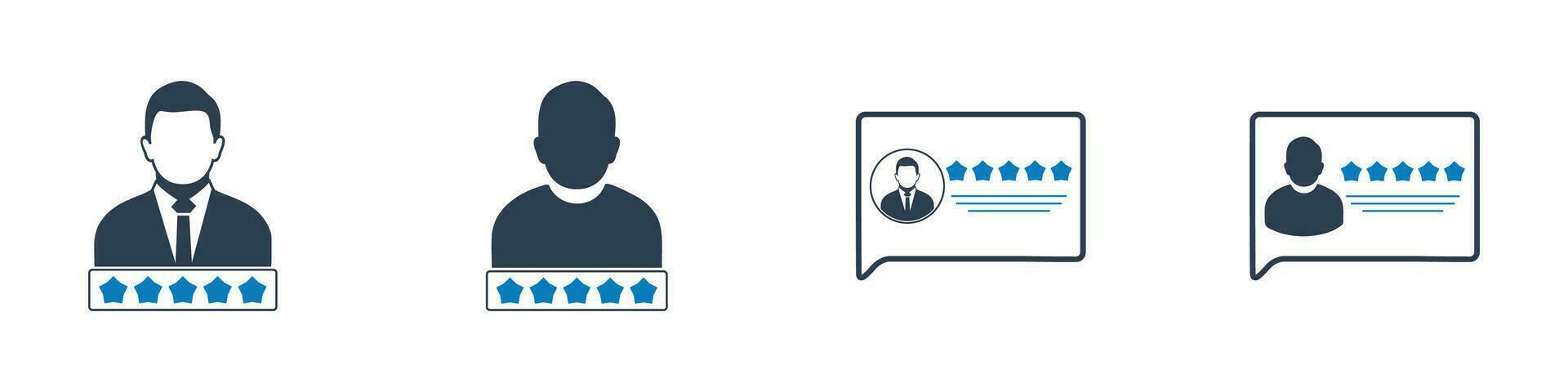 User Review, Feedback Icon Set. Editable Flat Vector Illustration.